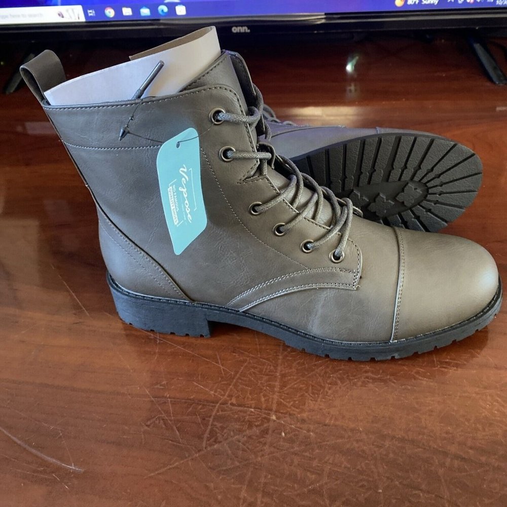 Vepose Women's Ankle Boots Fashion Booties Low Heel Ankle Boots Grey Size 8